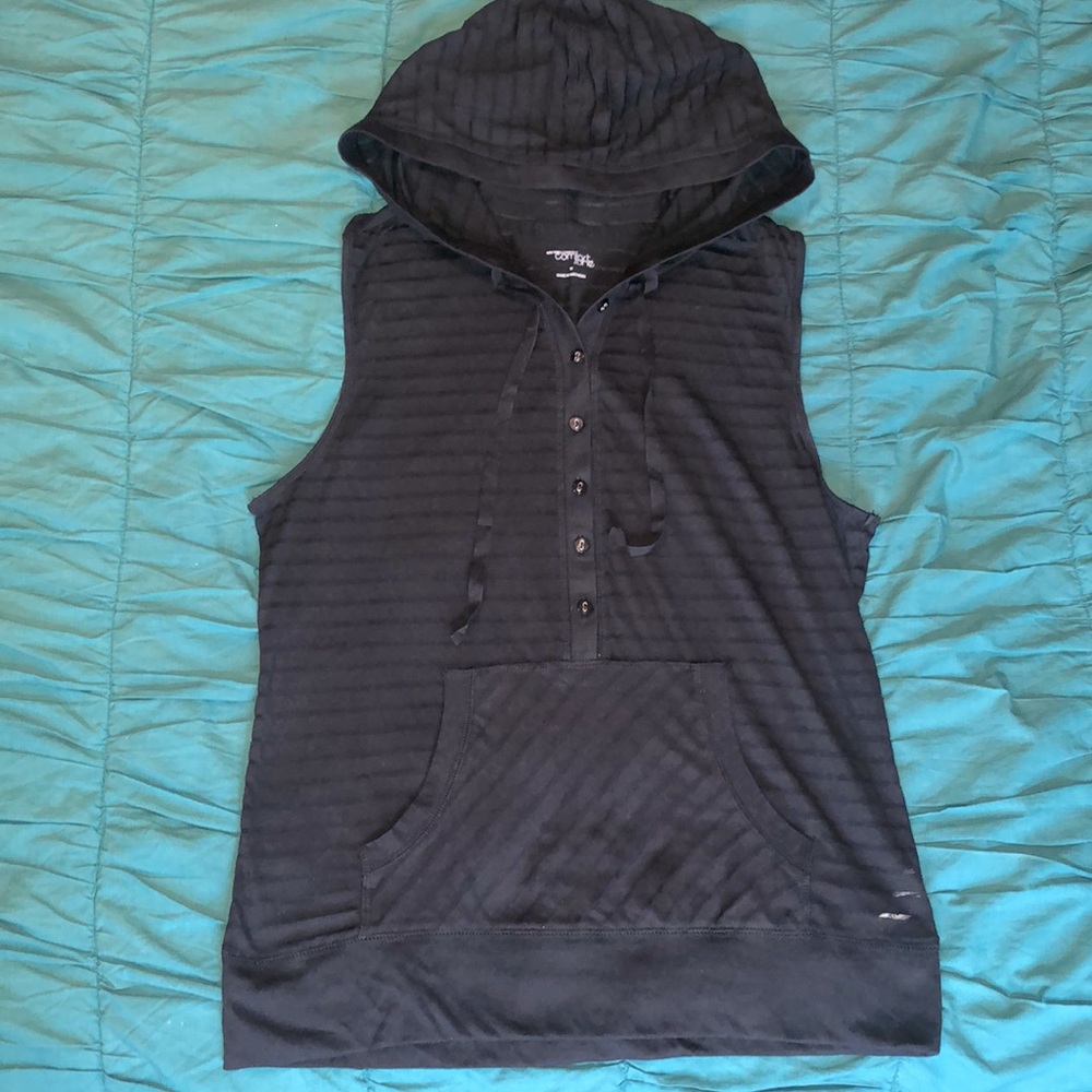 New York and Company Sleeveless Beach Coverup Hoodie Size M